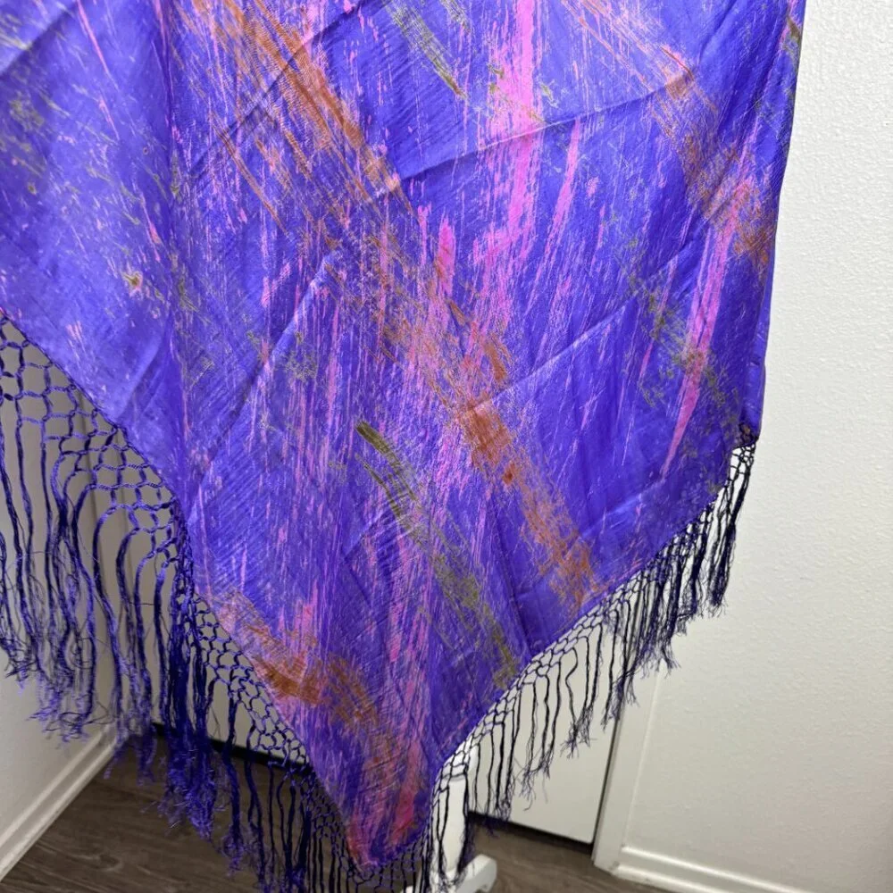 Large Purple Pure Silk Fringe